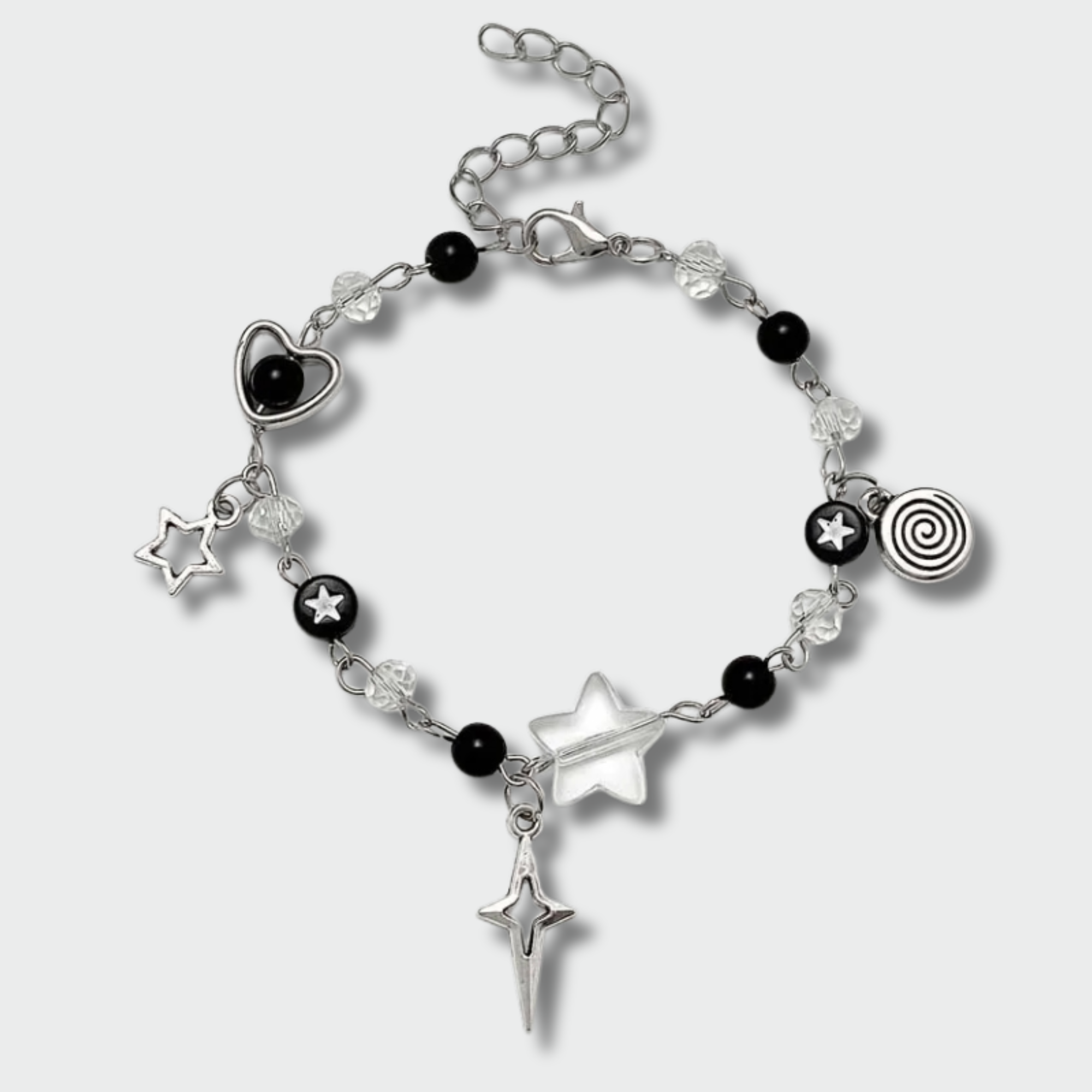 Cold Y2K Heart & Star Beaded Bracelet