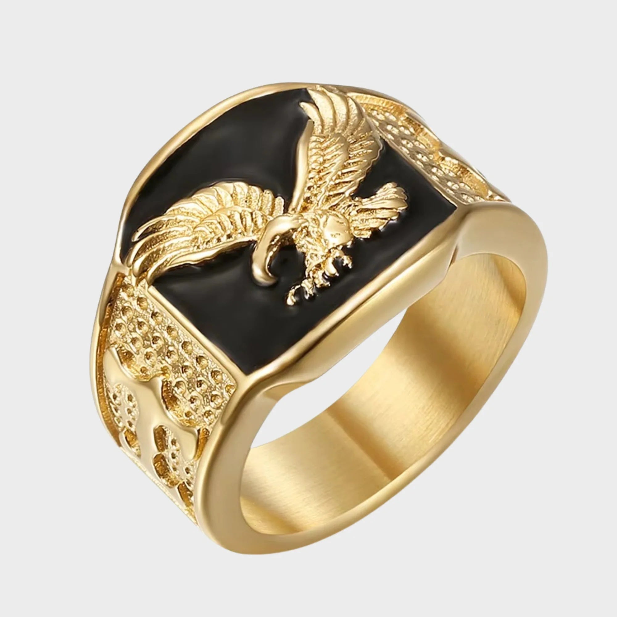 Cold Black Eagle Enamel Ring