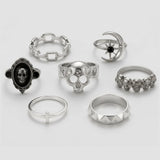 Cold Gothic Skull Ring Set