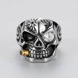 Cold Gold Skull Pipe Ring