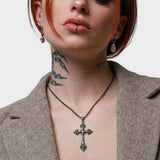 Cold Carved Rose Cross Chain