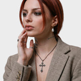 Cold Carved Rose Cross Chain