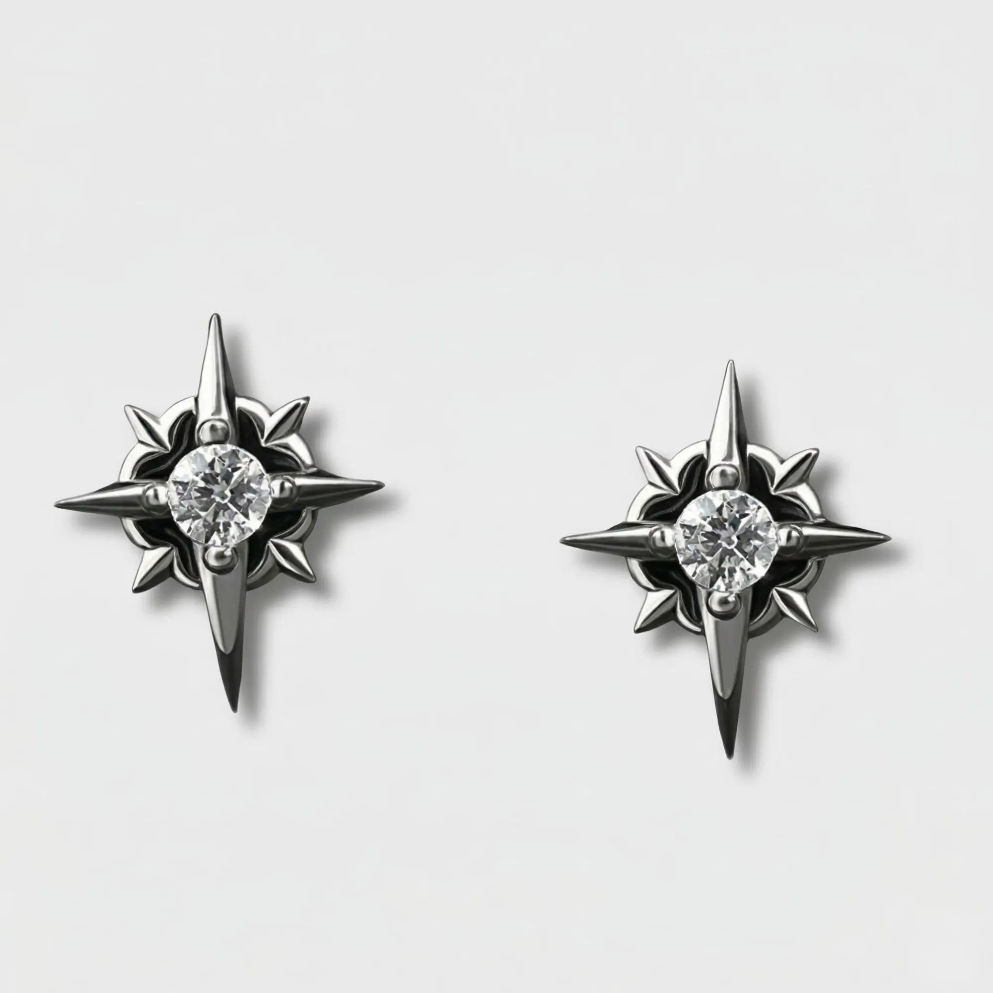 Cold Black CZ Star Studs