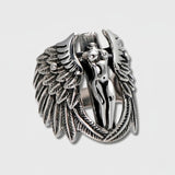 Cold Cross Angel Wings Ring