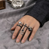 Cold Thorned Heart Cross Ring — Y2K Grunge Open Band