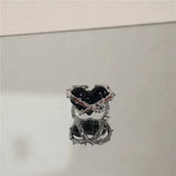 Cold Thorned Heart Cross Ring — Y2K Grunge Open Band