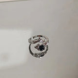 Cold Thorned Heart Cross Ring — Y2K Grunge Open Band