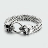 Cold Double Skull Steel Bracelet