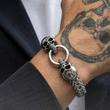 Cold Double Skull Steel Bracelet