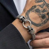 Cold Double Skull Steel Bracelet