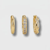 Cold Twisted Gold Huggies Set — Triple Drop