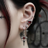 Cold Demon Wings Cross Studs — Dark Drop