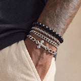Cold Cross Stack Bracelet Set – 4pc Gothic Christian Style Jewellery