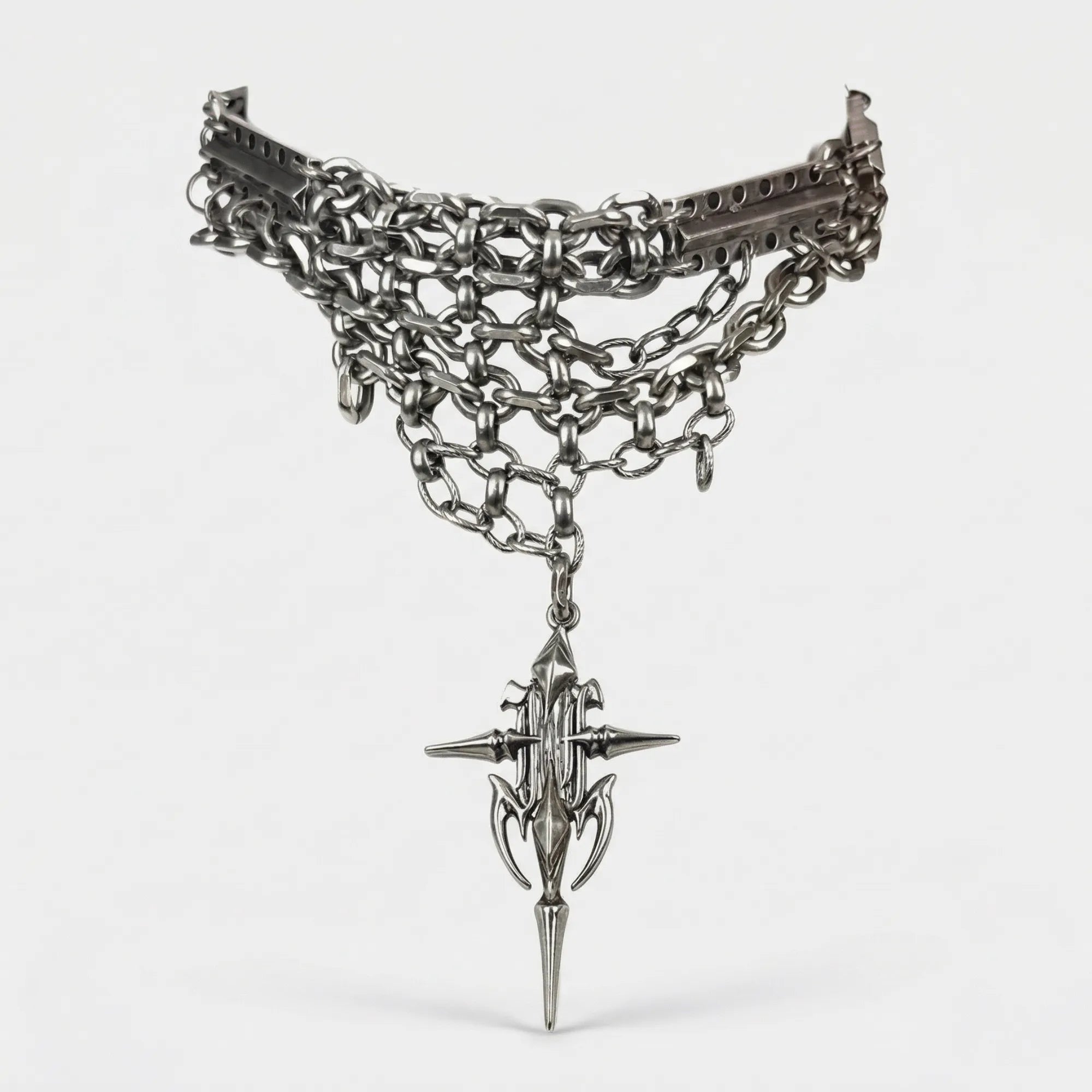 Cold Cyber Cross Necklace