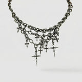 Cold Cyber Cross Necklace