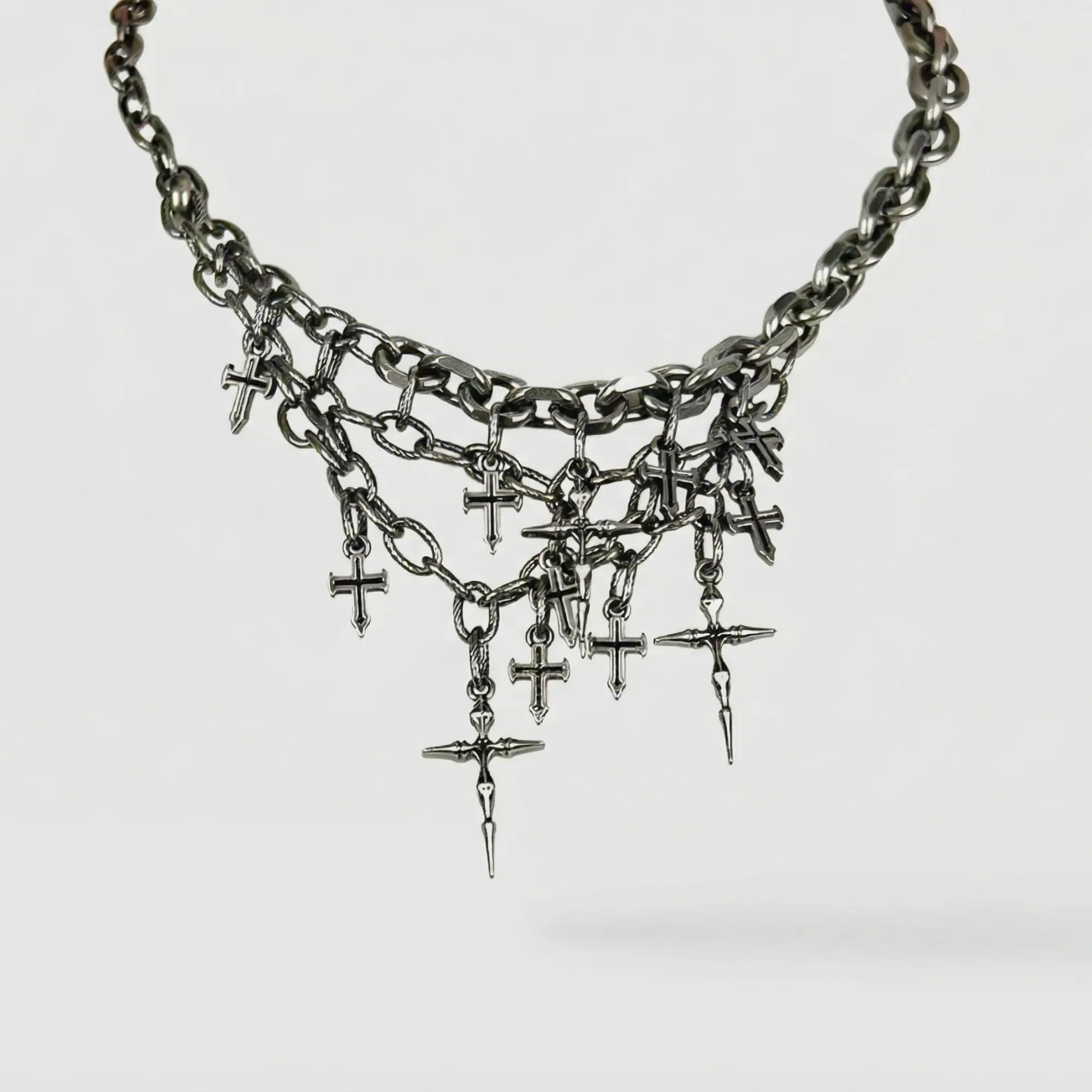 Cold Cyber Cross Necklace