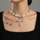 Cold Sovereign Pearl Cross