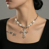Cold Sovereign Pearl Cross