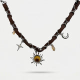 Cold Celestial Spark Leather Choker