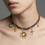 Cold Celestial Spark Leather Choker