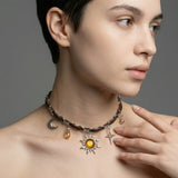 Cold Celestial Spark Leather Choker