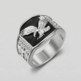 Cold Black Eagle Enamel Ring