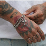 Cold Double Chain Hollow Cross Bracelet