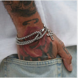 Cold Double Chain Hollow Cross Bracelet