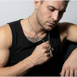 Cold Irregular Crystal Cross Chain