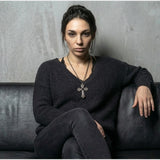 Cold Irregular Crystal Cross Chain