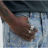 Cold Retro Cross Star Ring — Punk Energy