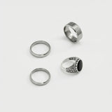 Cold Gothic Wide Steel Ring Set (4PCS)