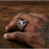Cold Black Eagle Enamel Ring