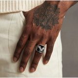Cold Black Eagle Enamel Ring