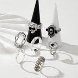 Cold Gothic Skull Ring Set
