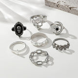 Cold Gothic Skull Ring Set